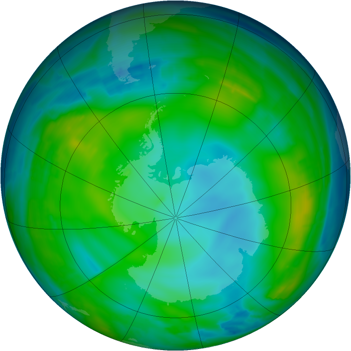 Antarctic ozone map for 11 June 2009